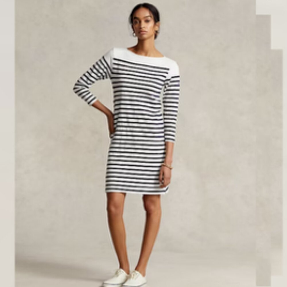 Polo Ralph Lauren Striped Boatneck Jersey Dress - size Large